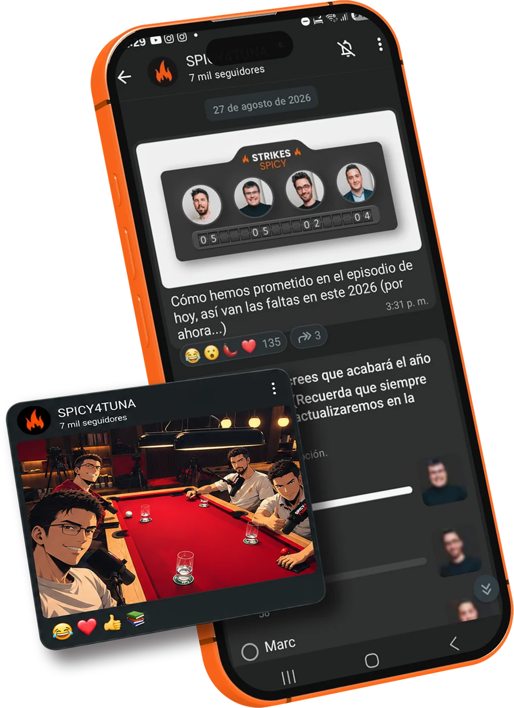 El canal de Spicy4Tuna en WhatsApp, visto en un m&oacute;vil